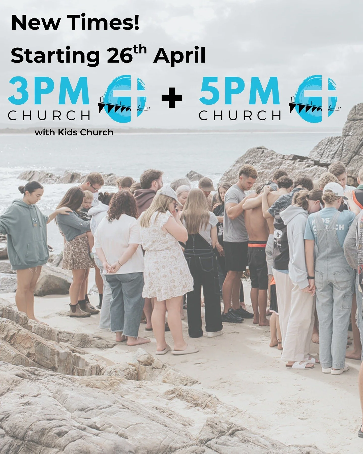 New service times kick off this Sunday - 3pm (with Kid's Church) and 5pm at Forster Public School.