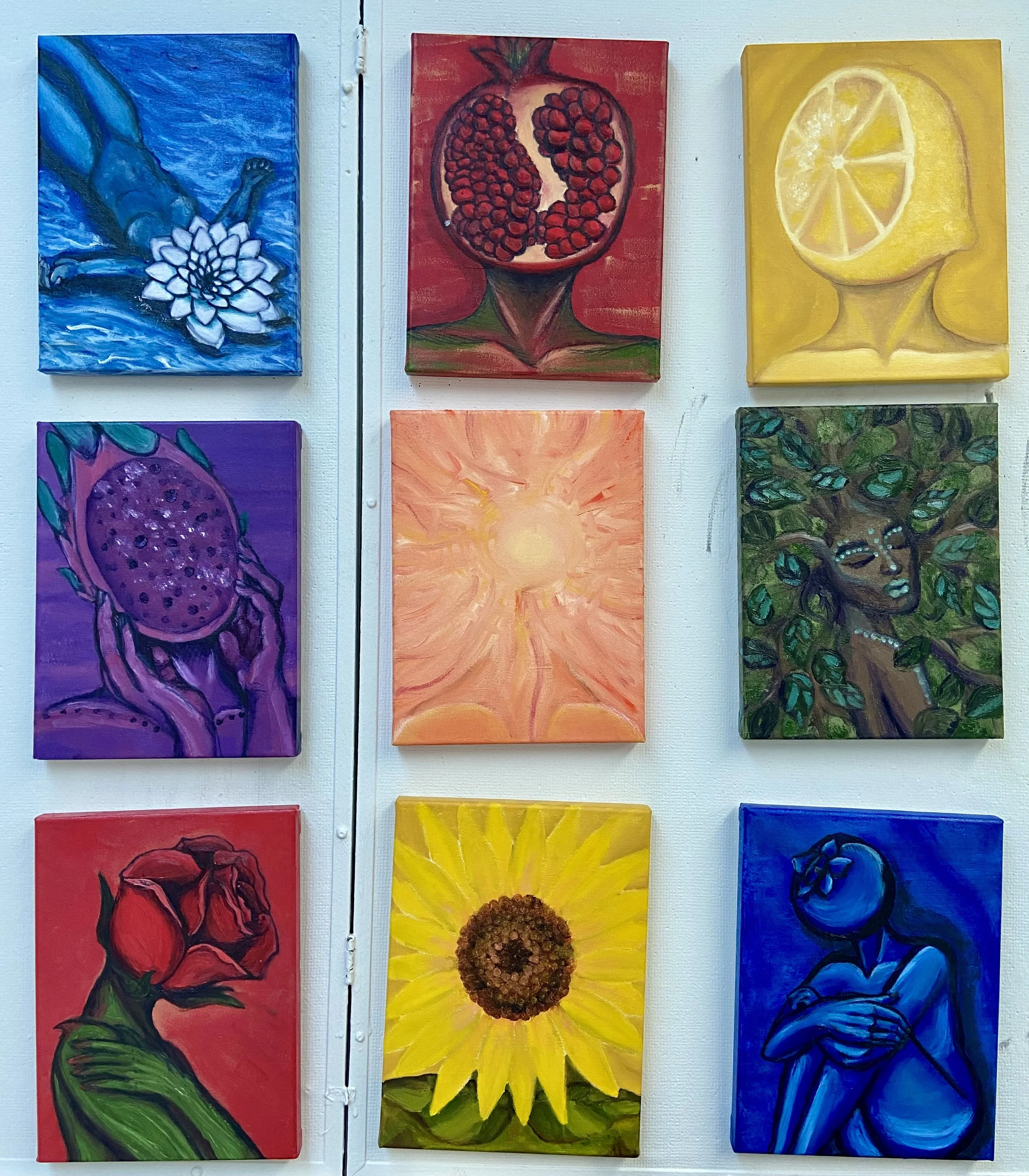 Fruity and Flowery Humanoids™️. oil on canvas, 2021