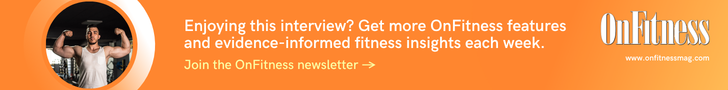 OnFitness newsletter banner inviting readers to get weekly fitness and health insights