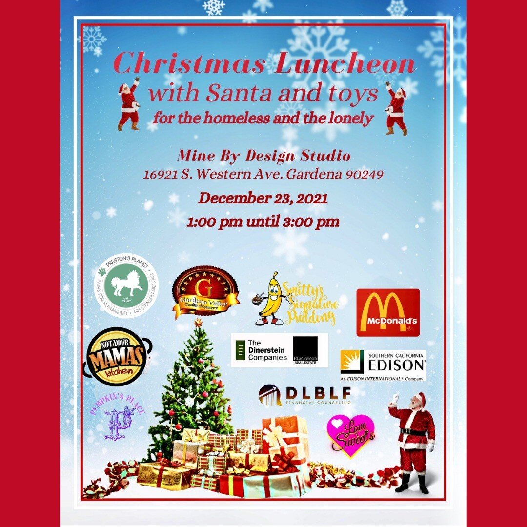 @PrestonsPlanet 🌎 is honored to join The Gardena Chamber of Commerce today at @MineByDesignStudio, for a Lunch with Santa + Toy Giveaway.

Our goal is to serve those who are homeless, living in motels, vehicles or just lonely. We&rsquo;ll be giving 