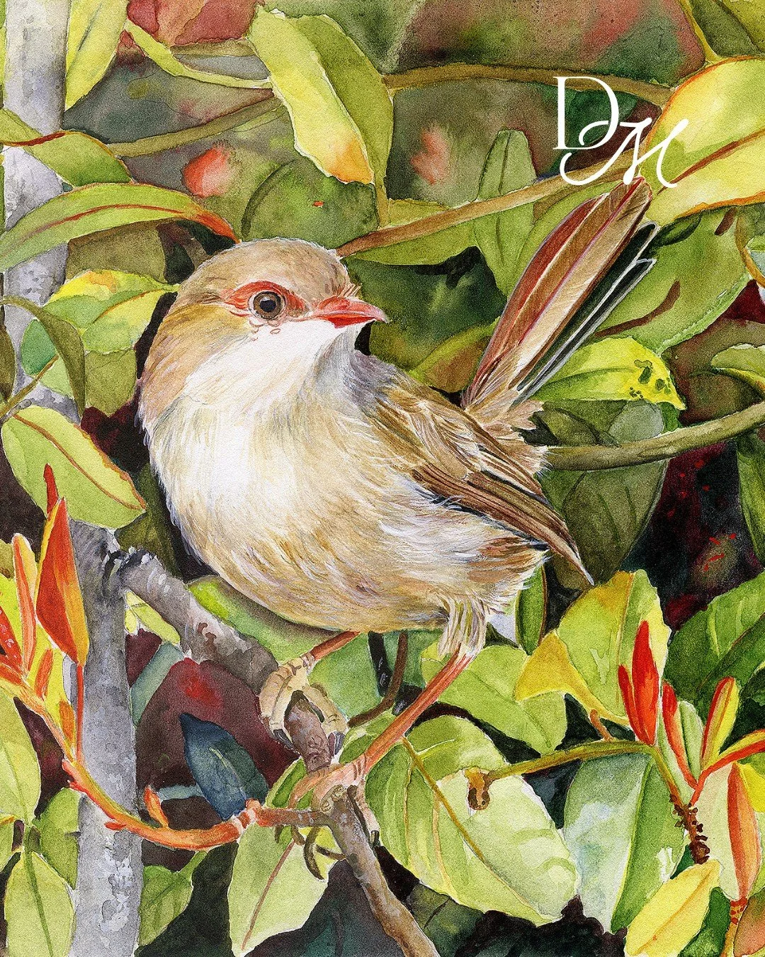 A delicate little portrait of Miss Harvey, perched quietly among the leaves. A simple, peaceful piece now available as a print 🍃 Order yours today at dianamitchellart.com/artprints
