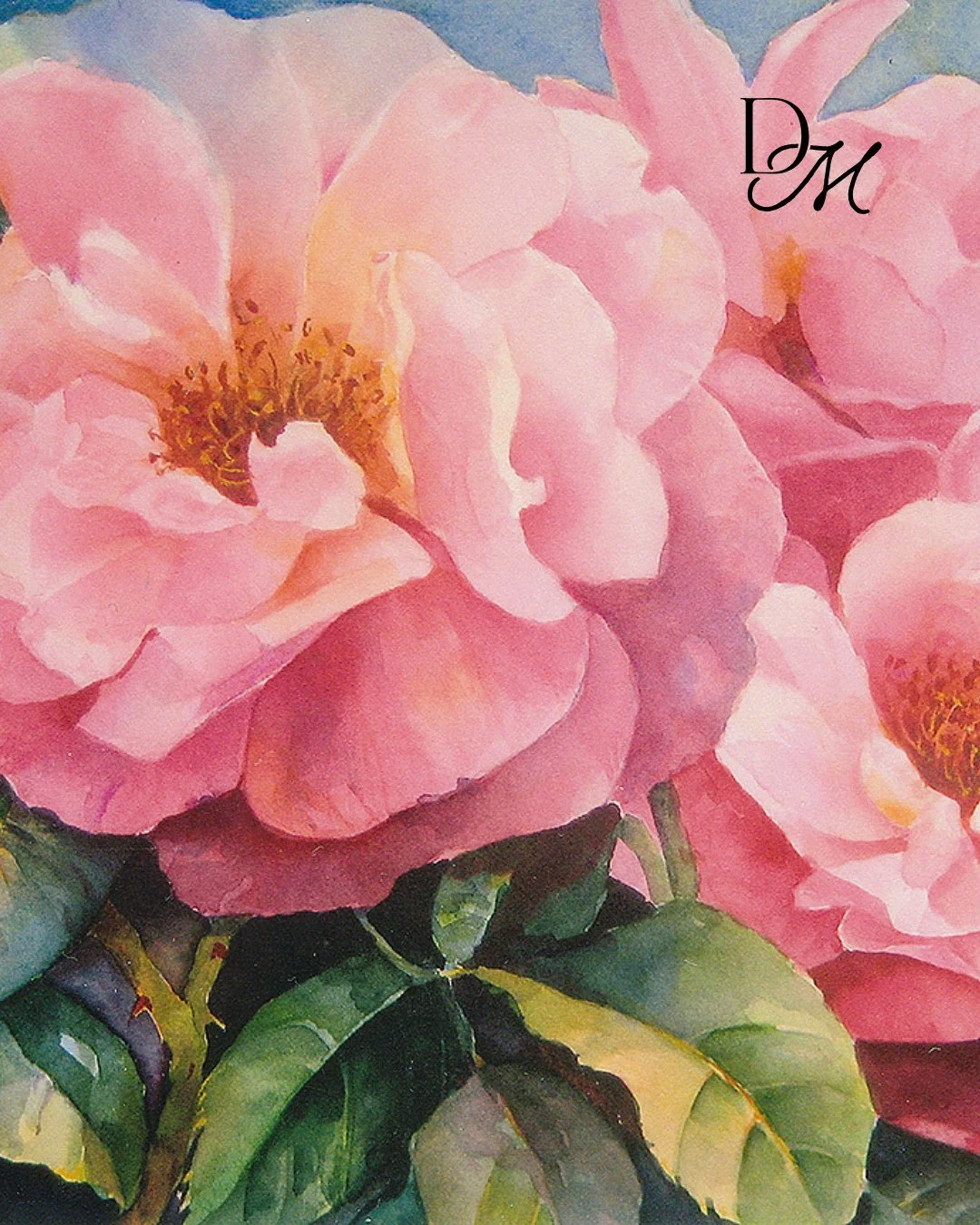 Soft pink roses painted in full, elegant detail. A study of romance, light, and natural beauty. Find Blooms via the link in bio.