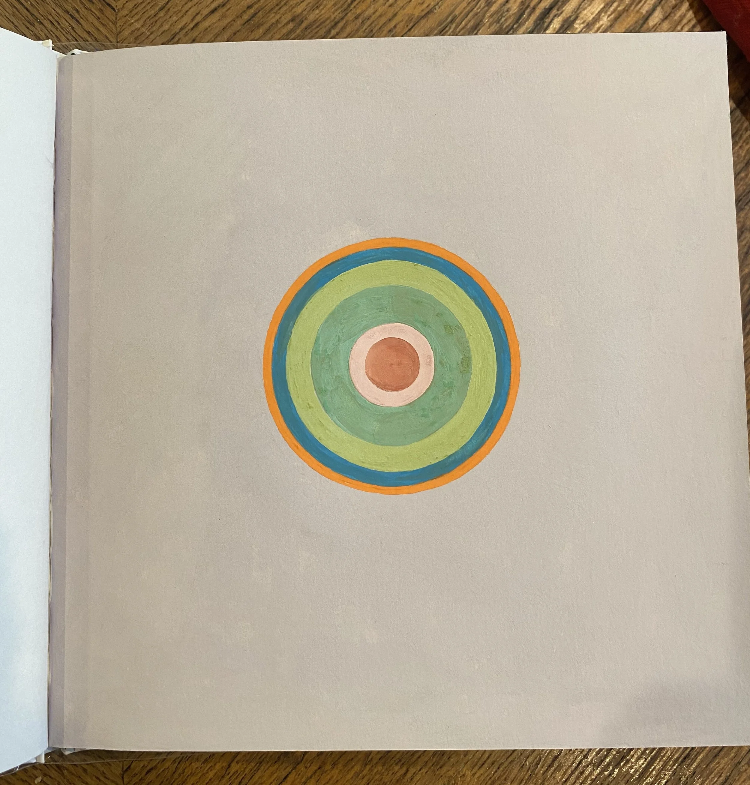Al Munro, 2020, gouache on cartridge paper, from Circle Studies Book 1, 18 x 18cm, 14 pages.