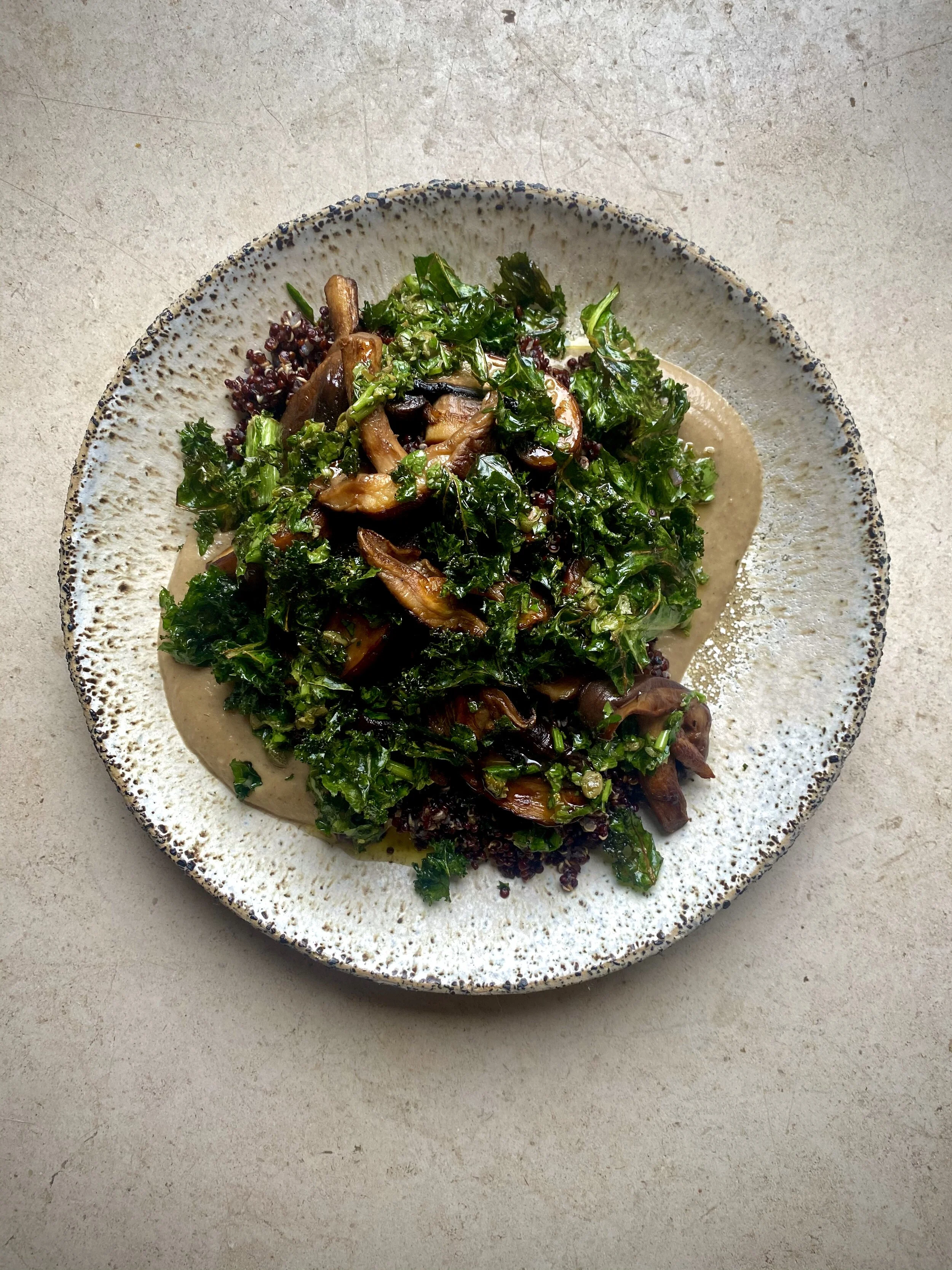 Jerusalem Artichoke Puree with Tamari Mushrooms