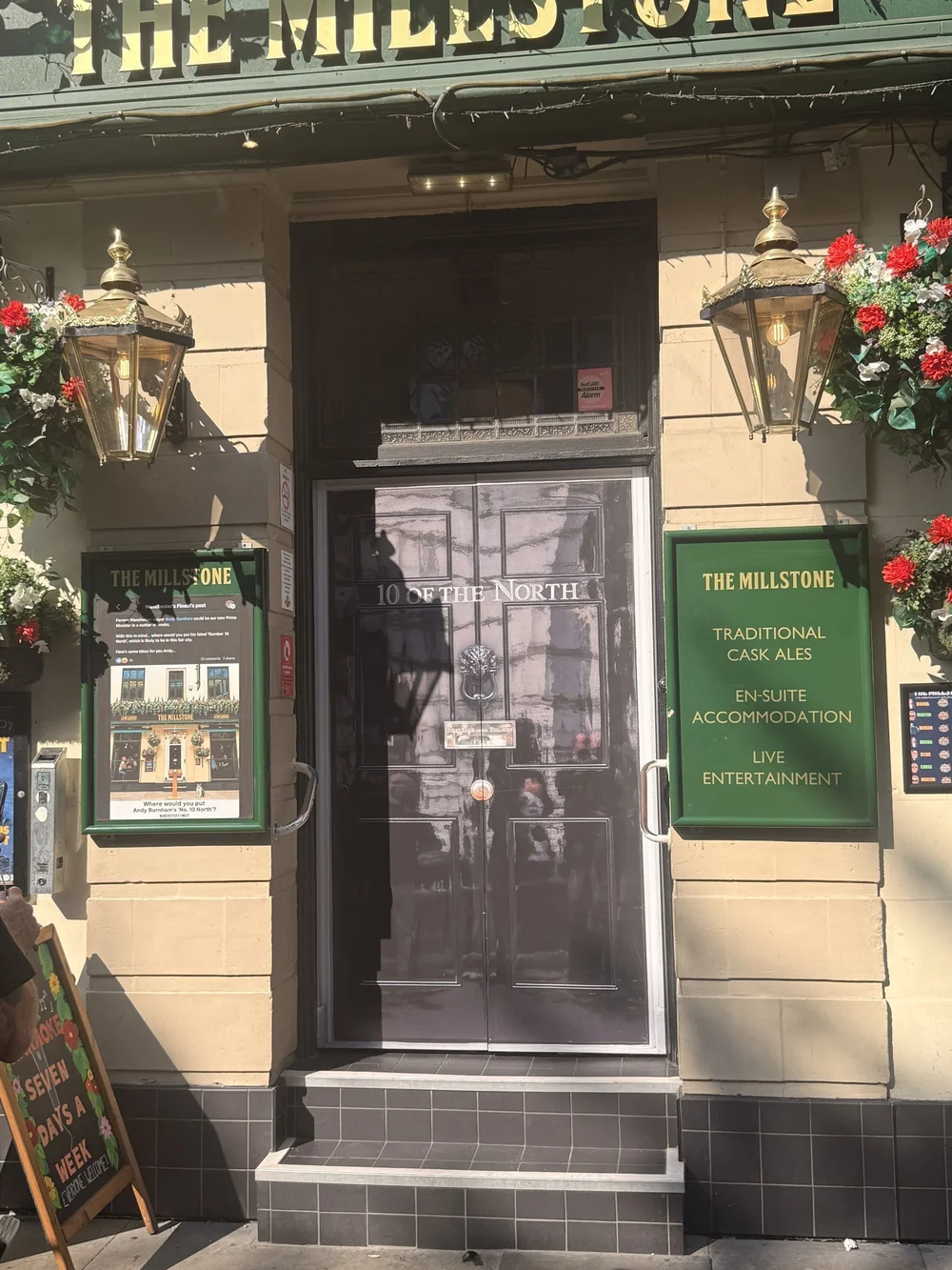 The Millstone on Thomas Street, Manchester, with its front door dressed as No 10 of the North