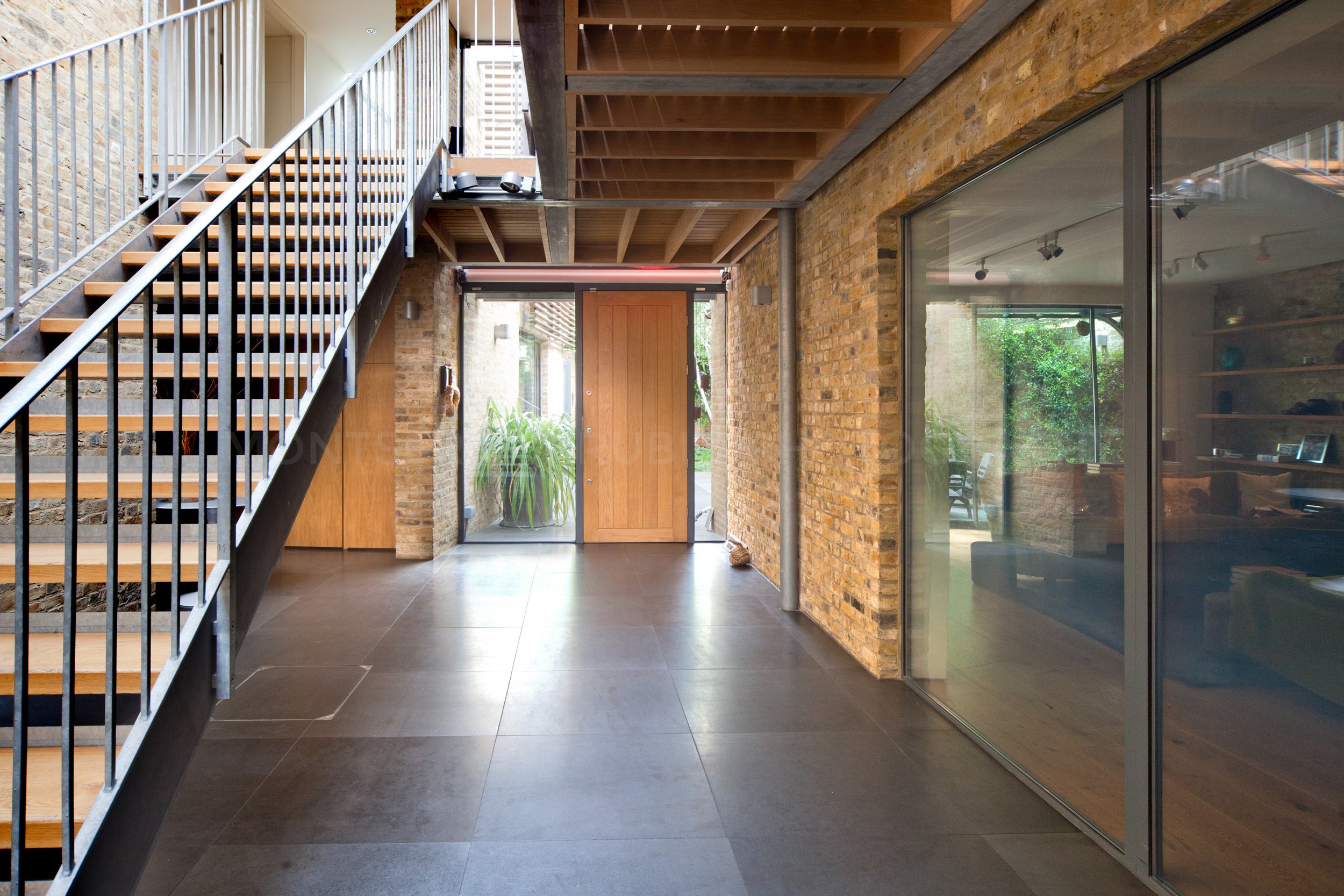 contemporary entrance in renovated house