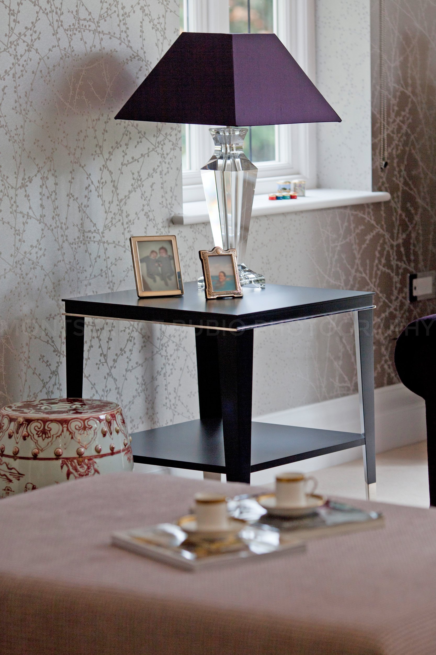 interior detail with lamp table in living room