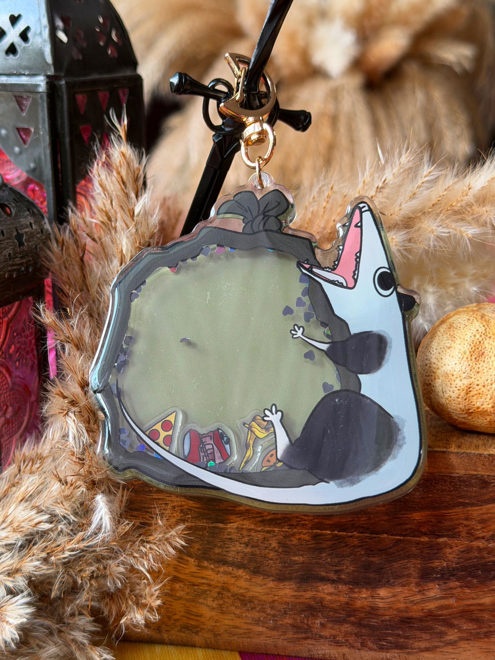 opossum - acrylic shaker charm