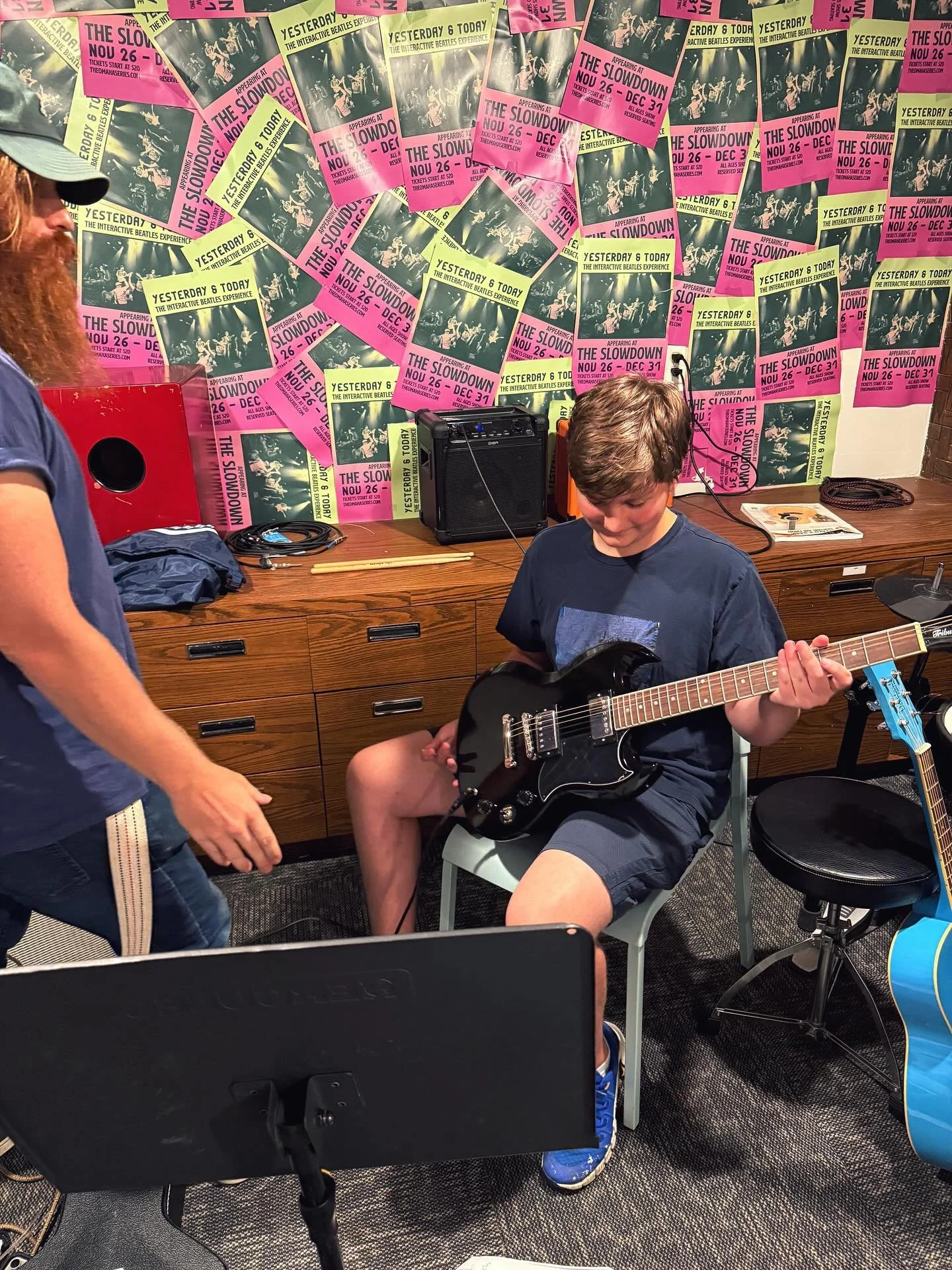 Heartwarming moment of the day - Leevi&rsquo;s mom surprised him with his very first &ldquo;real&rdquo; guitar while he was in lessons tonight! 🤘🏼