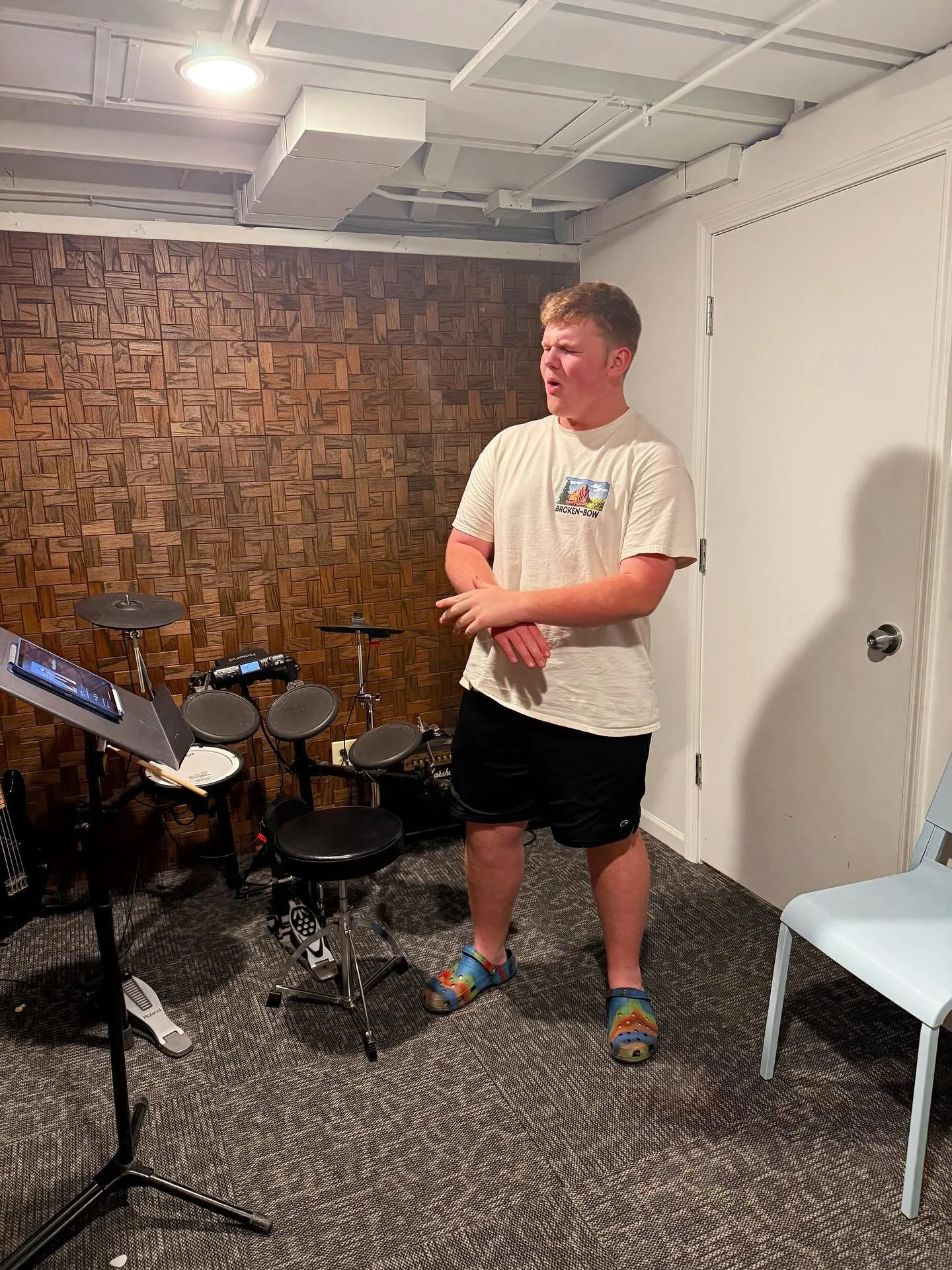 Ethan deserves a little student spotlight moment. He is a hard working guy in voice lessons, drum lessons AND he&rsquo;s one of the featured young performers in THE UGLY SEASONAL SWEATER SOIR&Eacute;E presented by Billy McGuigan&rsquo;s Rave On Produ