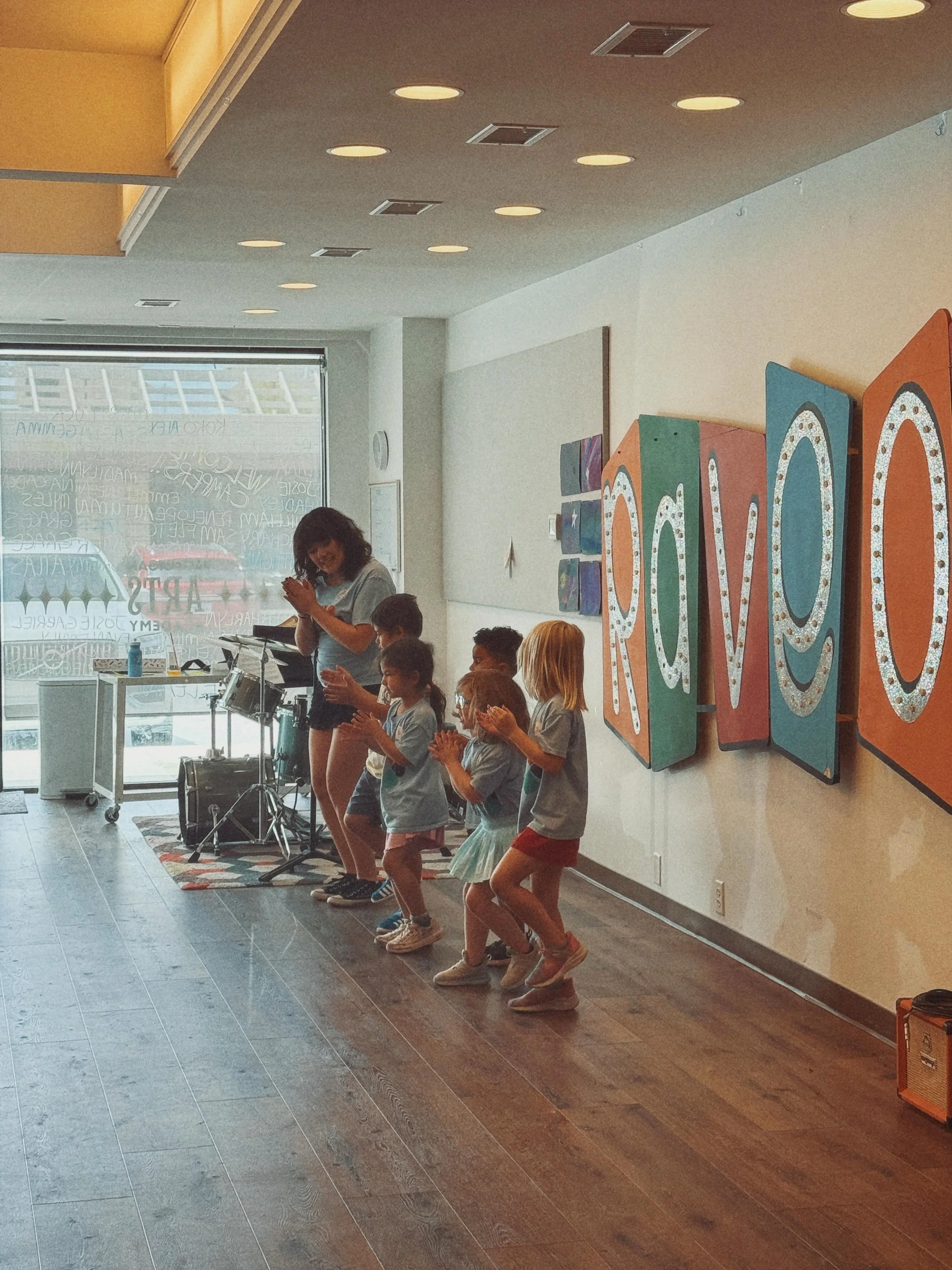 It was the last day of our Young Creators Club summer camp and we invited family and friends to the class to showcase our work in music, theater and art! We learned about rhythm through song, explored acting through improv games like charades and cre