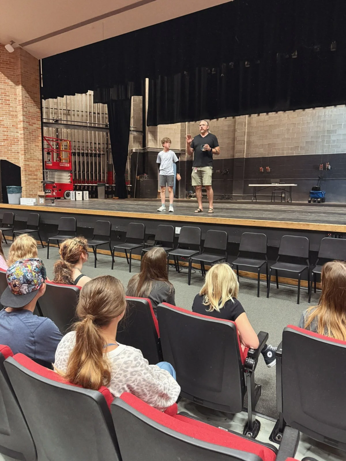 In today&rsquo;s rehearsal we took a field trip to Westside High School for a lesson in projecting and diction. We are learning how to act without the use of microphones!🎙️