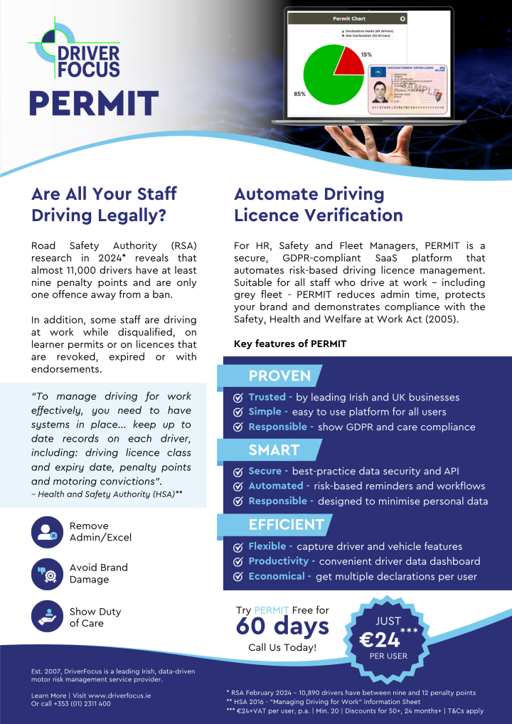 PERMIT driving licence checking datasheet