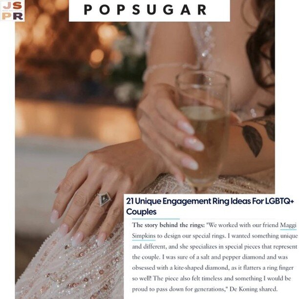 Thank you @popsugar and @slwasz for this write up! @maggisimpkins, your jewelry is STUNNING! ❤️And there is not a couple more deserving of such beauty! 💎

.

.

.

.

.

.

.

.

.

#jewelryaddict #engagement #pridemonth #pridemonth #pride #ring #ri