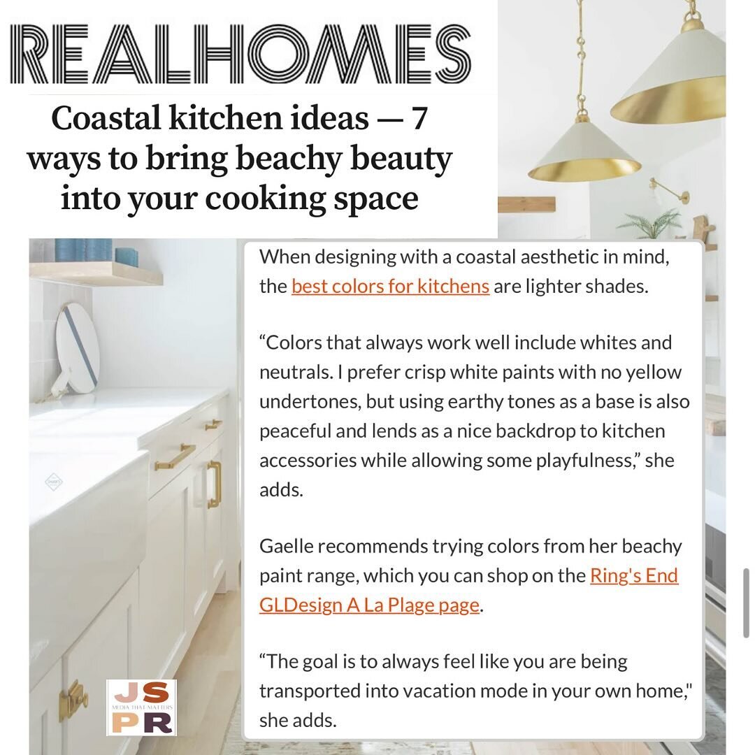 Thank you @real_homes and ✍🏼 @eve.smallman  for including @gldesignhome and her new A La Plage coastal paint line, sold at @rings_end!