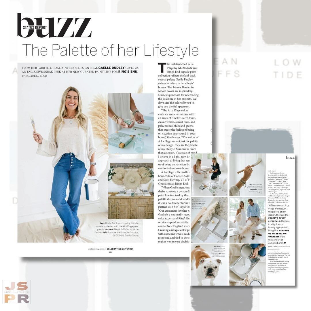 Thank you @westportmagazine for the feature on @gldesignhome&rsquo;s A LA PLAGE at @rings_end! 💙 Now is the time to run &mdash; not walk&mdash; to your nearest store to check out @gldesignhome&rsquo;s coastal paint collection! 🌊 ✍🏼: @samanthayanks