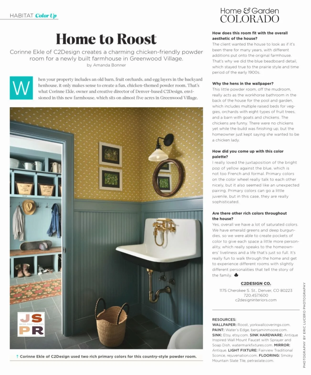 The cutest powder room you ever did see! 🐓On newsstands now Colorado Homes &amp; Gardens. Interior design by @c2designco. 📸 @ericlucerophoto