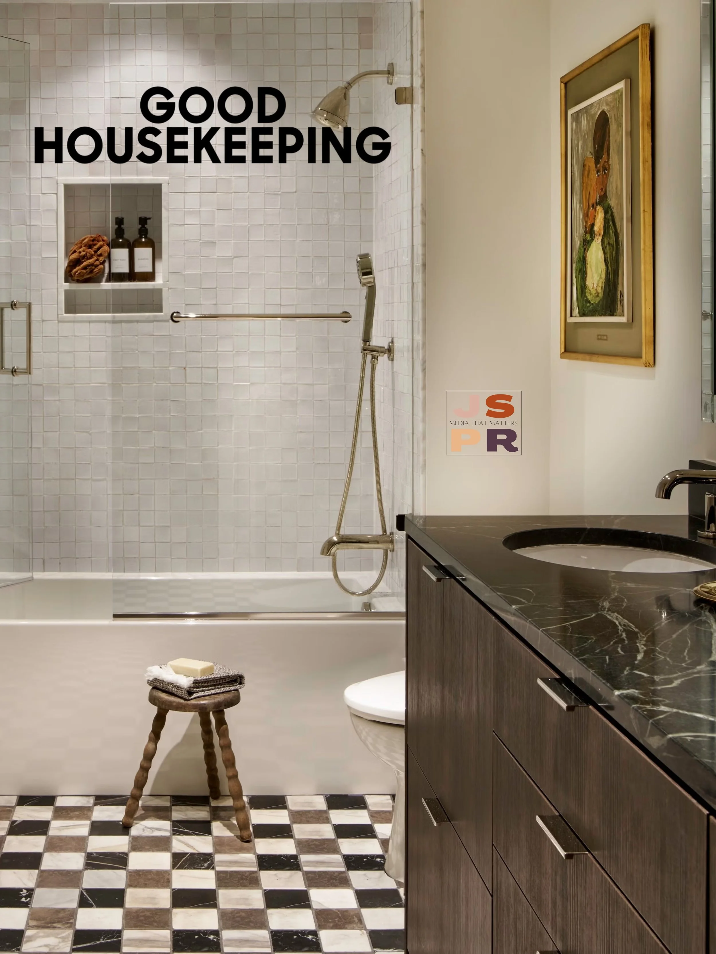 Thank you @goodhousekeeping for including @katehartmaninteriors&rsquo; project in your story on guest bathroom essentials 🫧 ✏️ @moniquevaleris 📸 @davidpatterson  styling @tawneywaldo