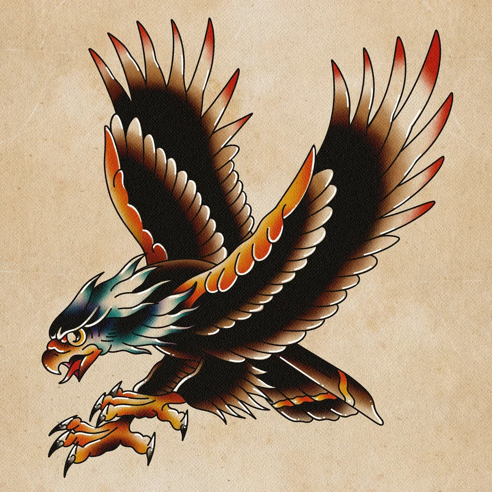Trad Full Eagle Tattoo Flash | Procreate Brush Set