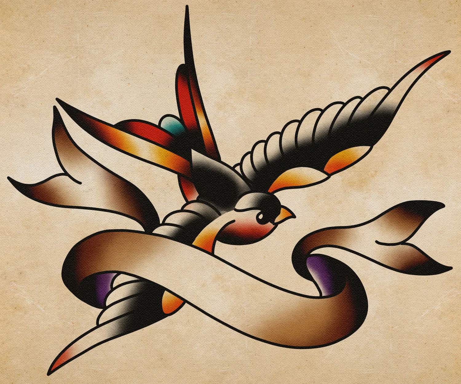 Traditional Swallow Tattoo Brush Set