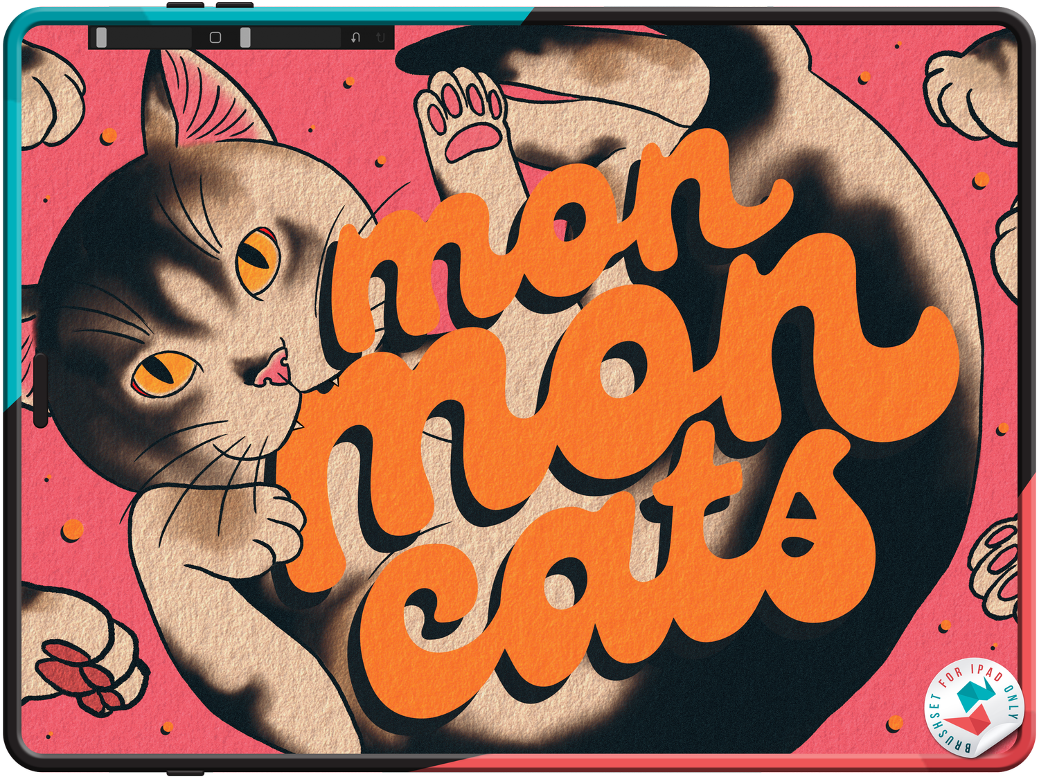 Monmon Cats Tattoo Flash | Procreate Brush Set