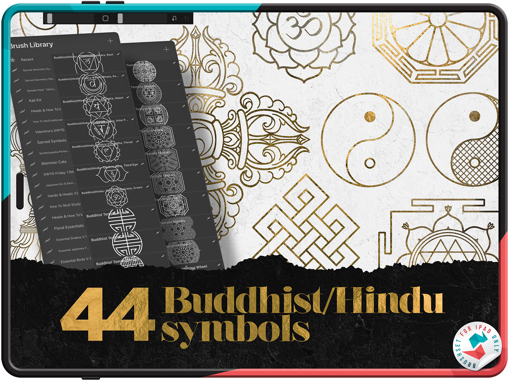 buddhist and hindu patterns and symbols for procreate design