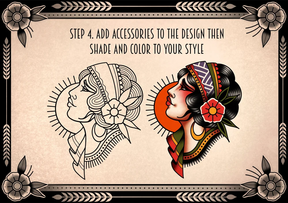 How to Design a Traditional Lady Head Tattoo