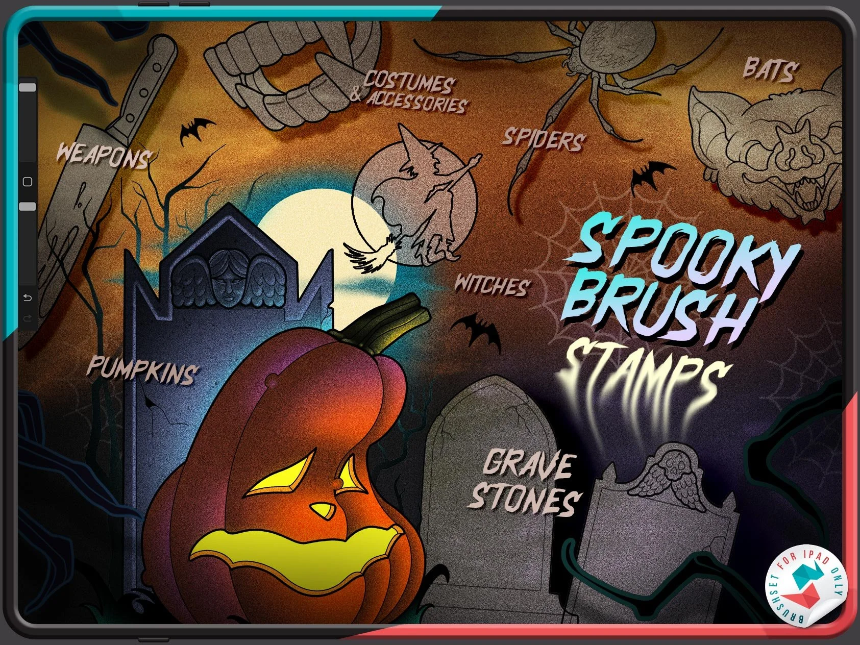Fright Night Halloween Procreate Brush Set – 57 Spooky Tattoo Designs ...