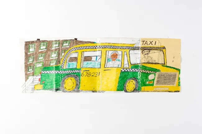 Marvin Young, Untitled, 2025, graphite, pen and crayon, 12 x 33, Arts of Life (Chicago) studio artist