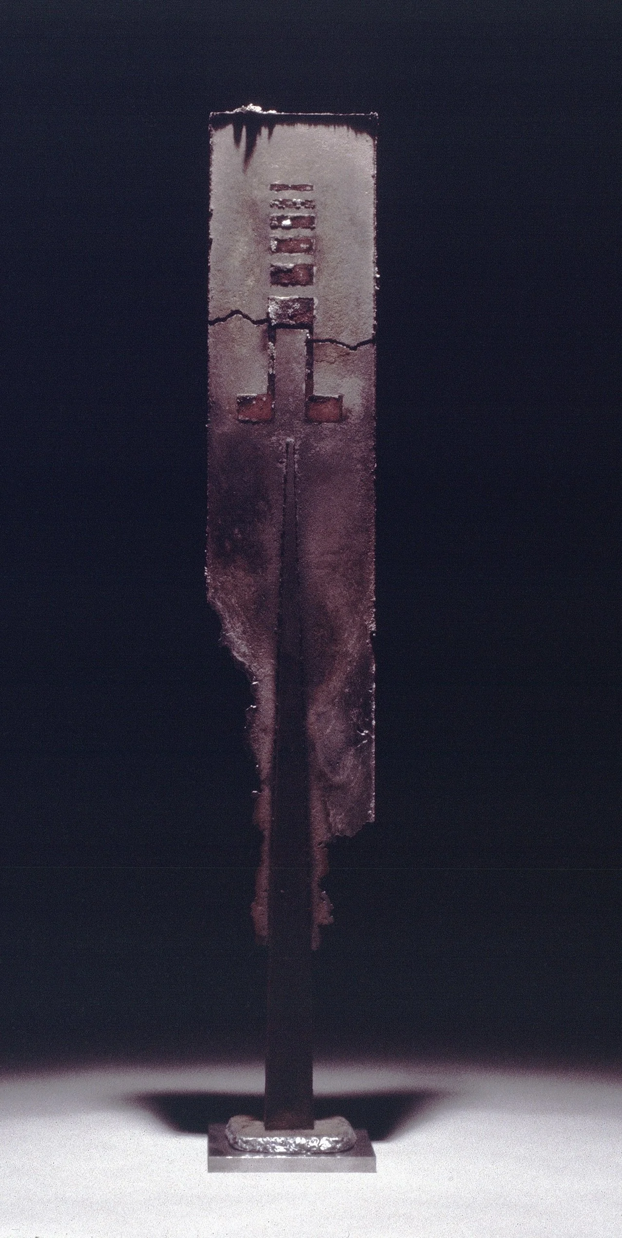 John Ruppert, Vertical Flash, 42 x 7 x 6, Cast bronze, wood, on steel base, 1987 (1/4), Exhibited GCG 1987