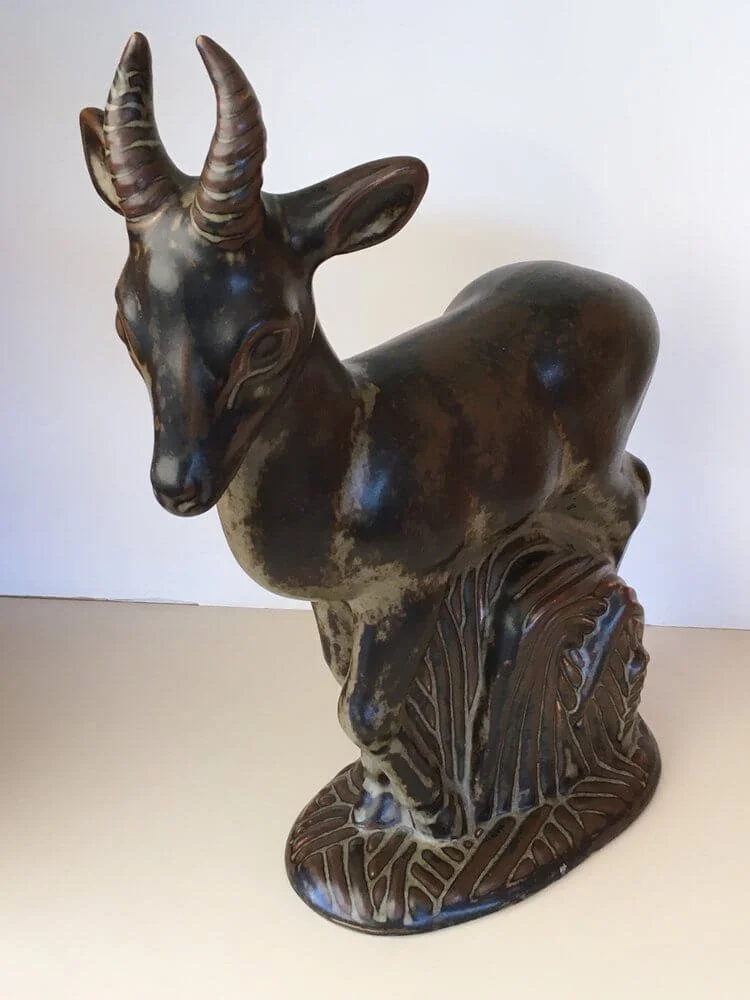 Axel Salto (1889-1961), 16x 12 x 5, Standing Deer, Stoneware