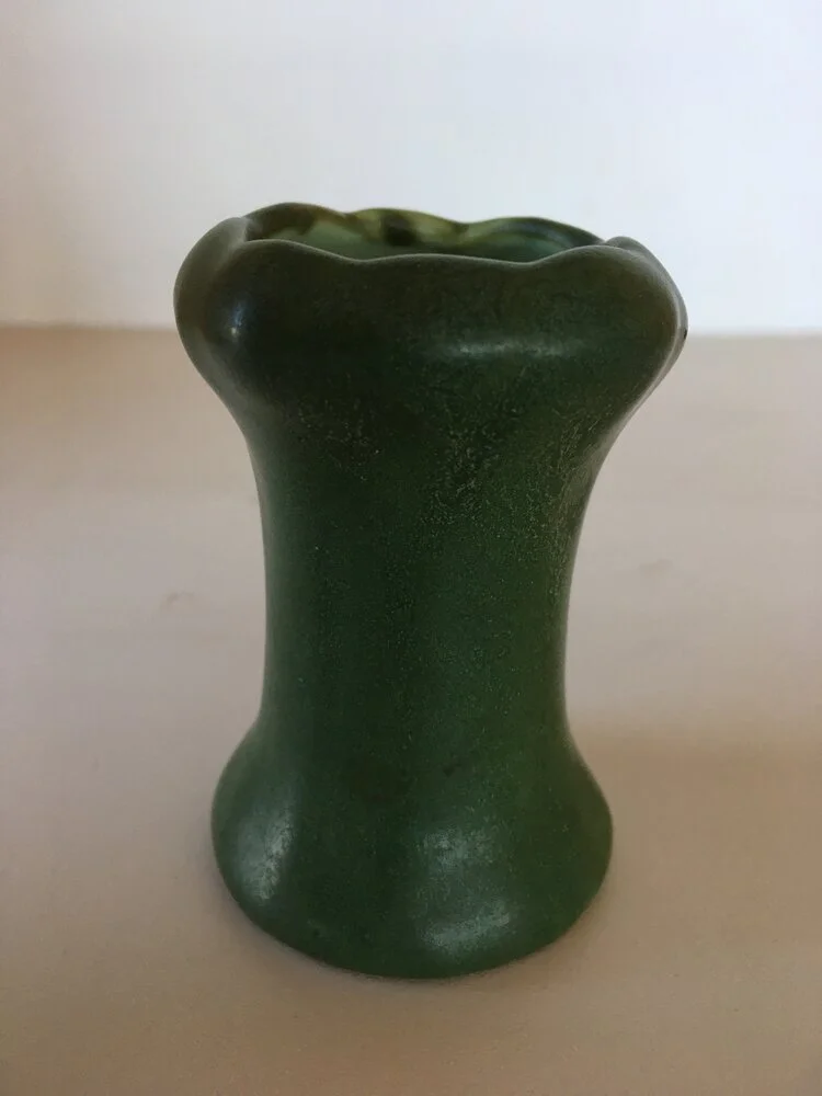 Hampshire Pottery,
Toothpick holder,
3 1/2 x 2 3/4,
Porcelain,
Exhibited Baltimore Clayworks’ “Baltimore Collects”,  2000