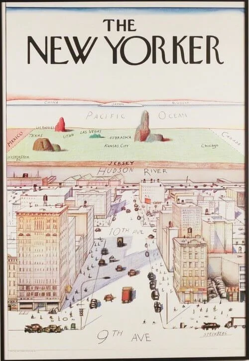 Saul Steinberg (1914-1999), View of the World from 9th Avenue, 41 x 28, Original copyrighted poster for The New Yorker magazine 1976