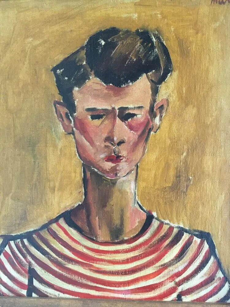 Keith Martin (1911-1983),
Portrait of Charles Rain, 1932
Oil on canvas, 20 x 17,
Exhibited C. Grimaldis Gallery “Portraits” , 1979,
Painted in Berlin of artist’s lover  (see companion painting of artist  “Nightshade” by Rain)