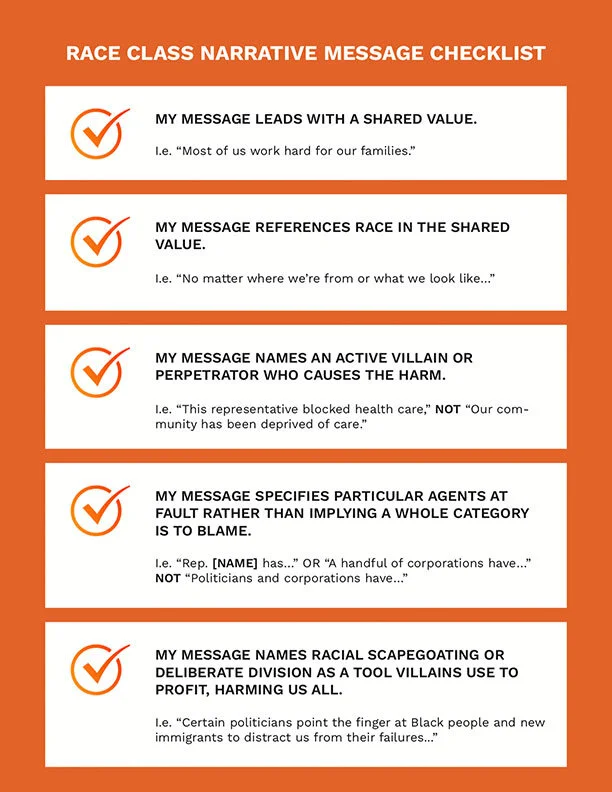 Race Class Narrative Messaging Checklist (2020) — We Make The Future