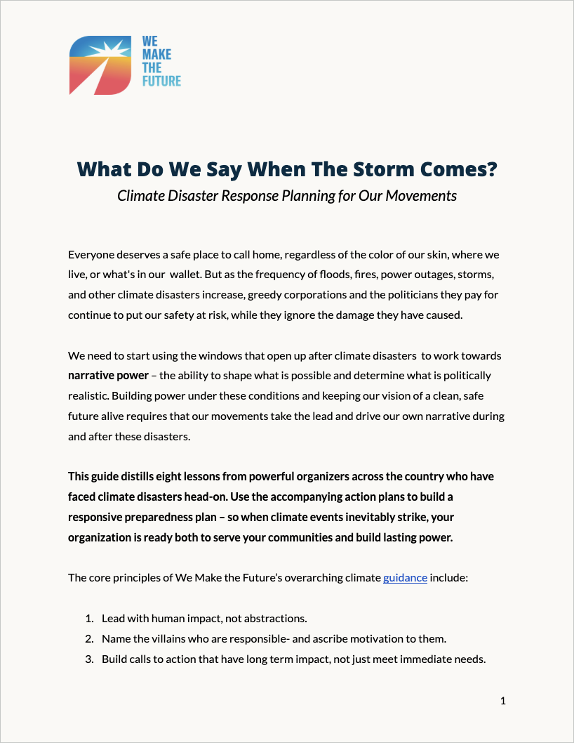 What Do We Say When The Storm Comes?&nbsp;Climate Disaster Response Planning for Our Movements&nbsp;