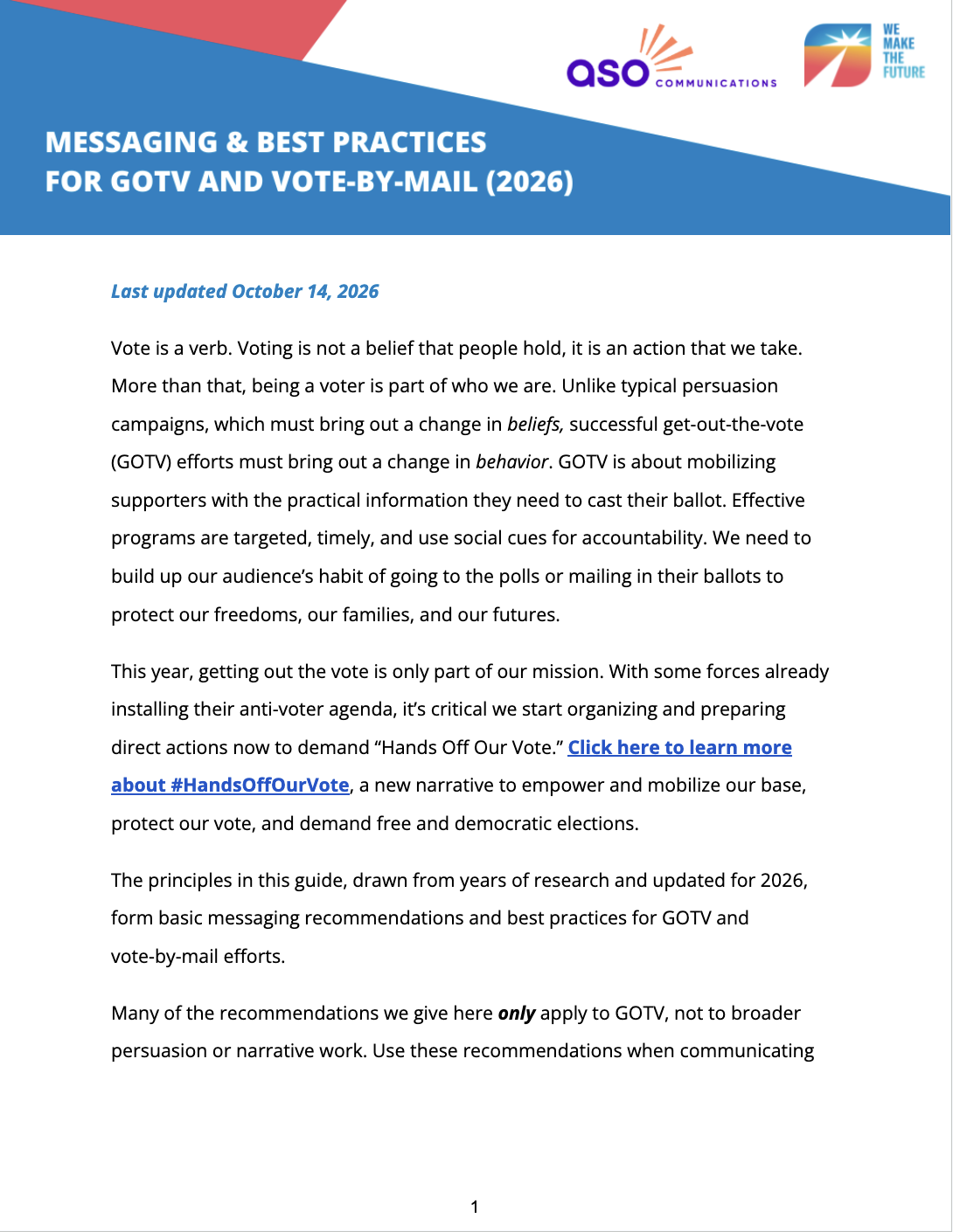 Messaging and Best Practices for GOTV and Vote-By-Mail (2026)