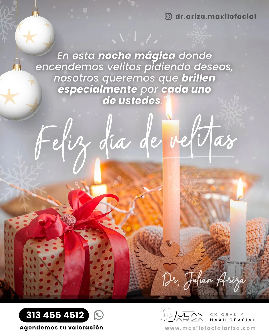 "✨💛 Feliz D&iacute;a de las Velitas 💛✨
En esta noche m&aacute;gica donde encendemos velitas pidiendo deseos, nosotros queremos que una brille especialmente por ti 🕯️

Gracias por confiar en nuestras manos para cumplir tus sue&ntilde;os, por p