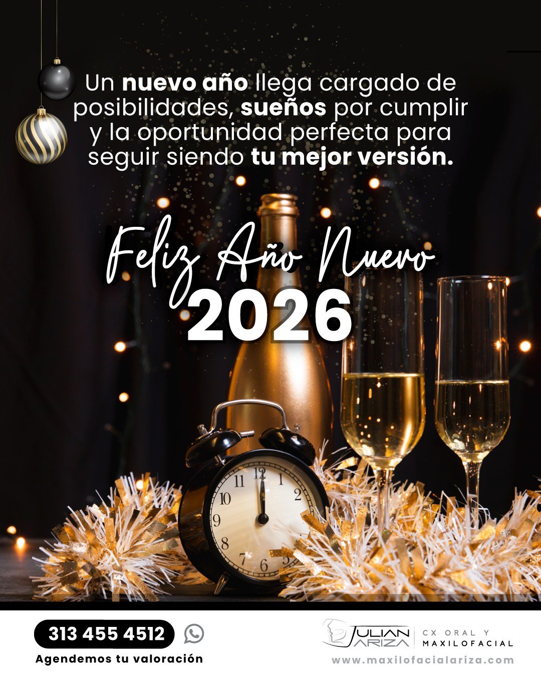 ✨🥂 &iexcl;Feliz A&ntilde;o Nuevo 2026! 🥂✨
Un nuevo a&ntilde;o llega cargado de posibilidades, sue&ntilde;os por cumplir y la oportunidad perfecta para seguir siendo tu mejor versi&oacute;n.

Que este 2026 sea el a&ntilde;o donde te atrevas a m&aacu