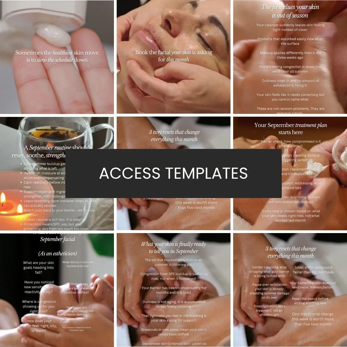 September Themed Text Overlays + Captions (for graphics, carousels, treatment Reels) Collection