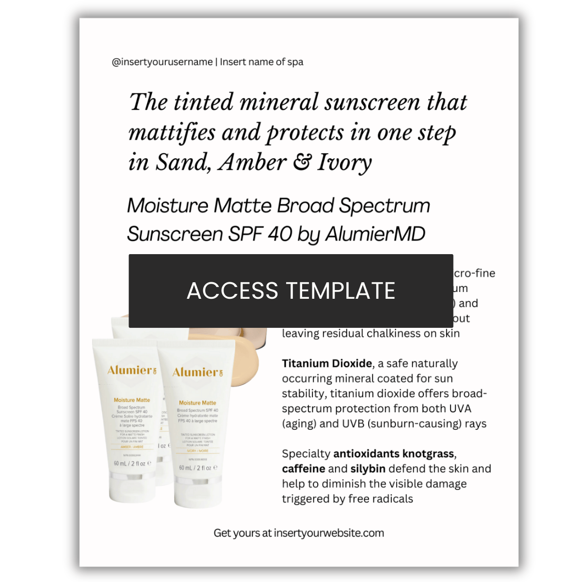 Moisture Matte Broad Spectrum Sunscreen SPF 40 by AlumierMD