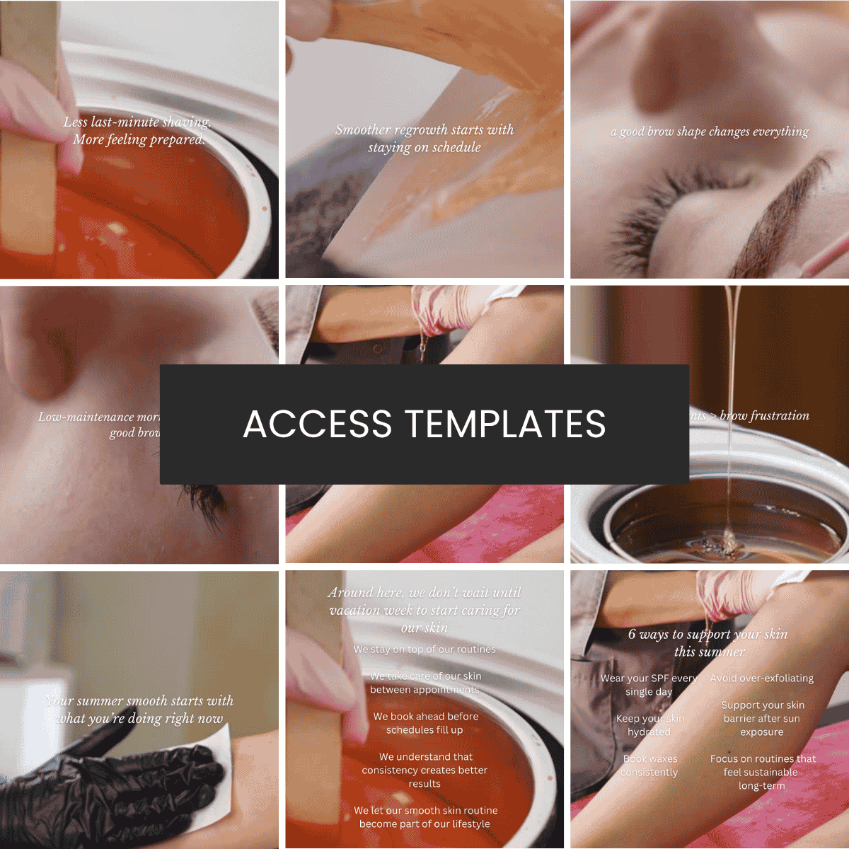 June/Summer Skin Themed Text Overlays (for graphics, carousels, treatment Reels) Collection