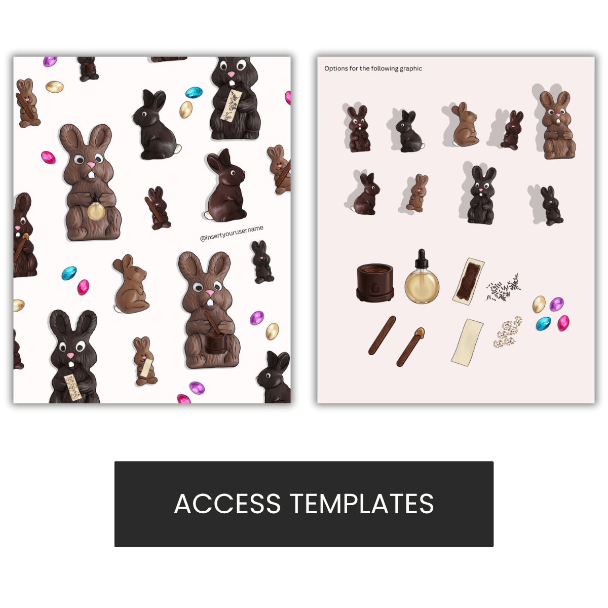 Chocolate Easter Bunny & Treats Illustration