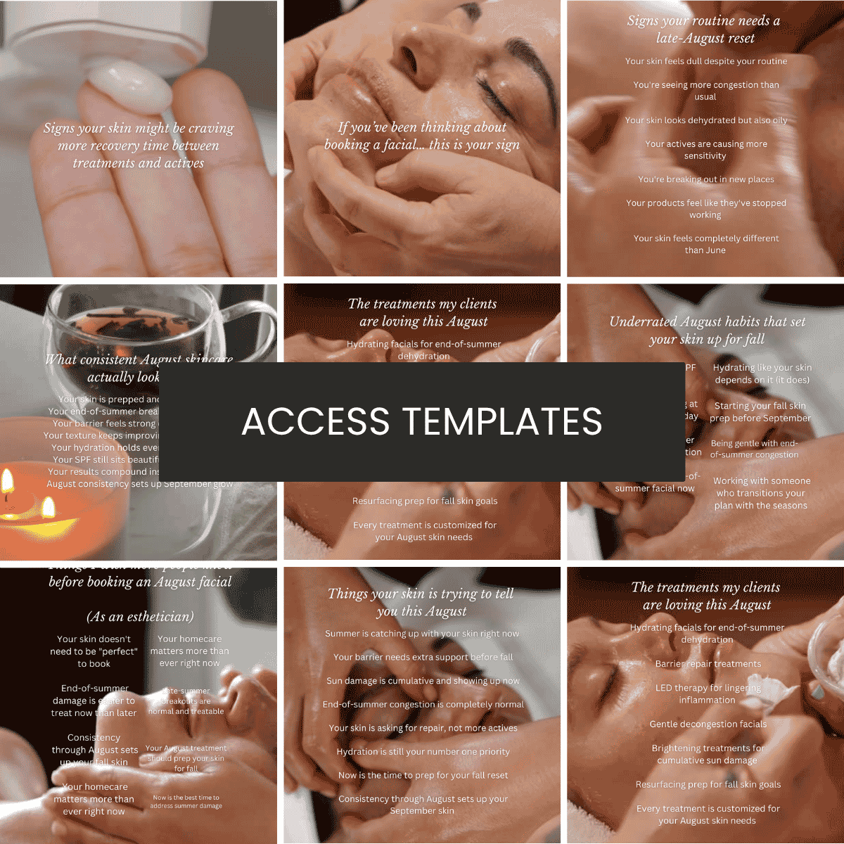August Themed Text Overlays + Captions (for graphics, carousels, treatment Reels) Collection