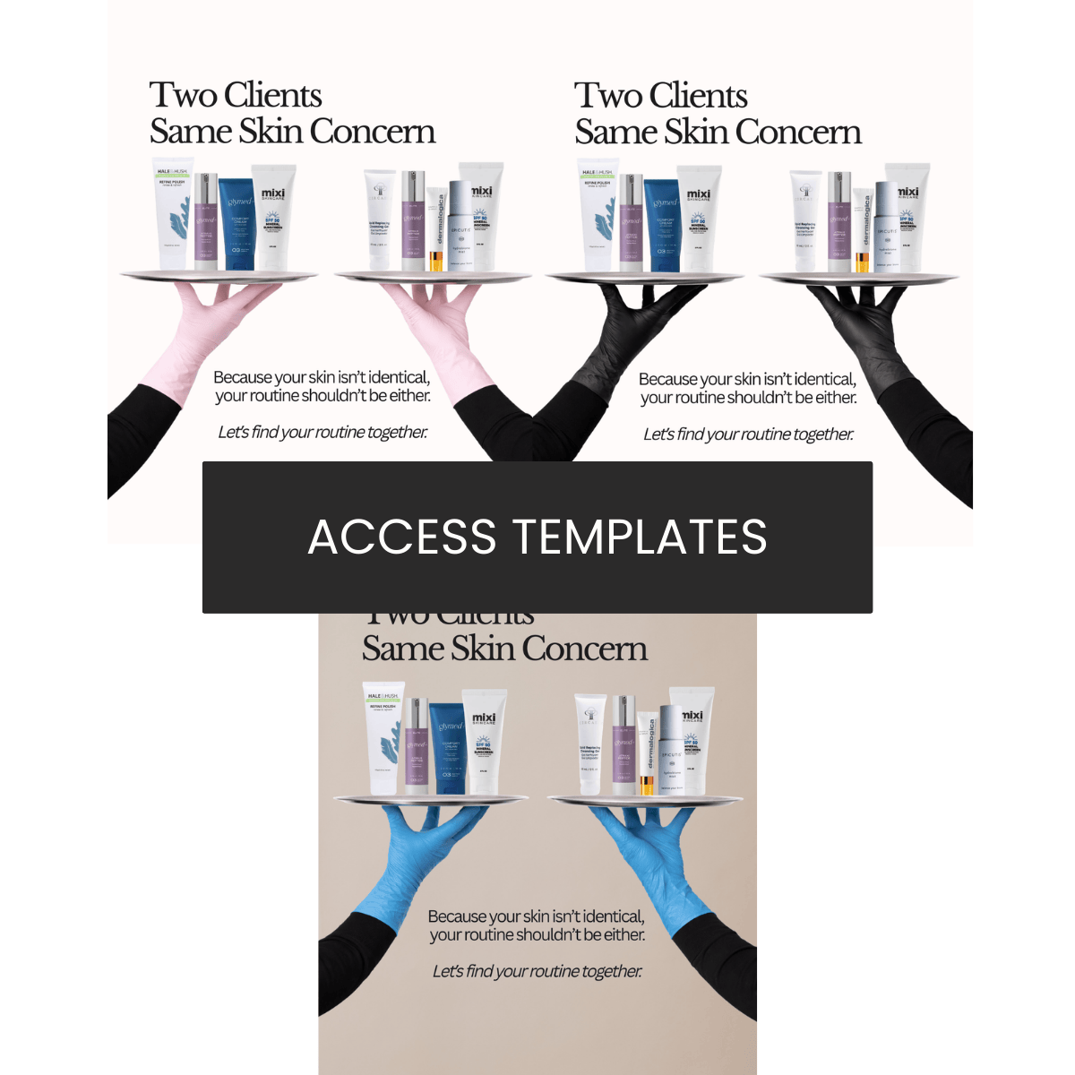 Two Clients Same Skin Concern | Product Recs | Skincare Routine Graphic