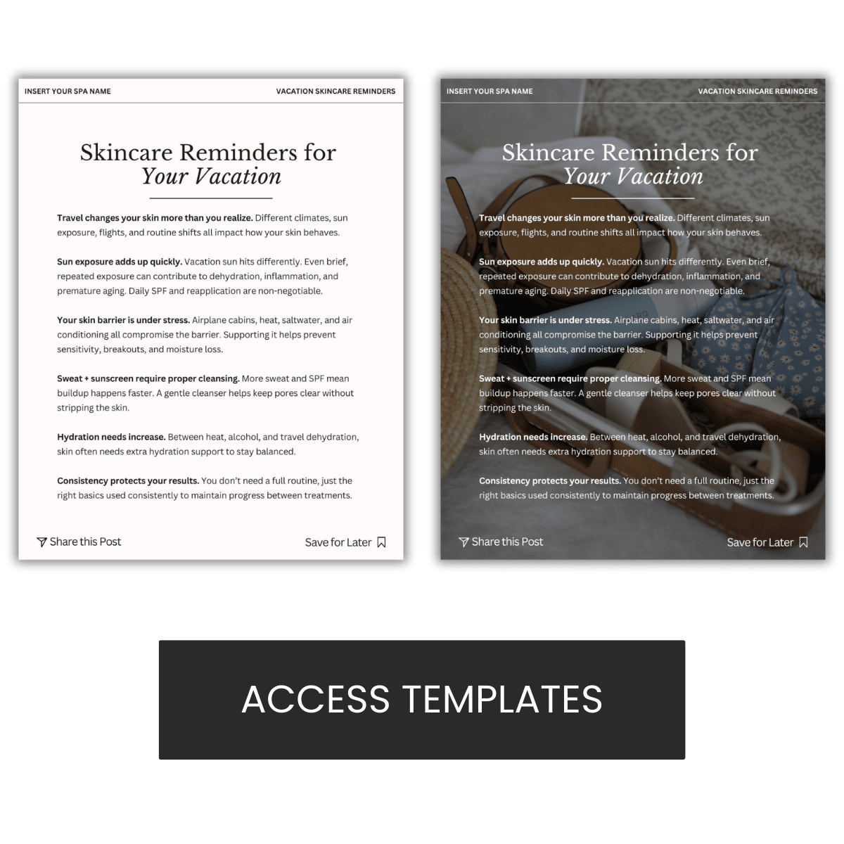 Skincare Reminders for Your Vacation Graphic