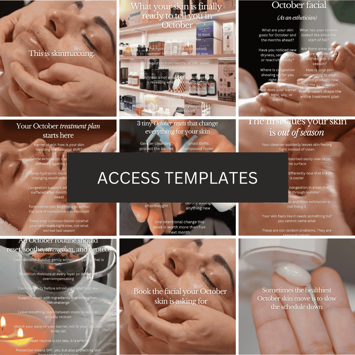October Skin Themed Text Overlays (for graphics, carousels, treatment Reels) Collection