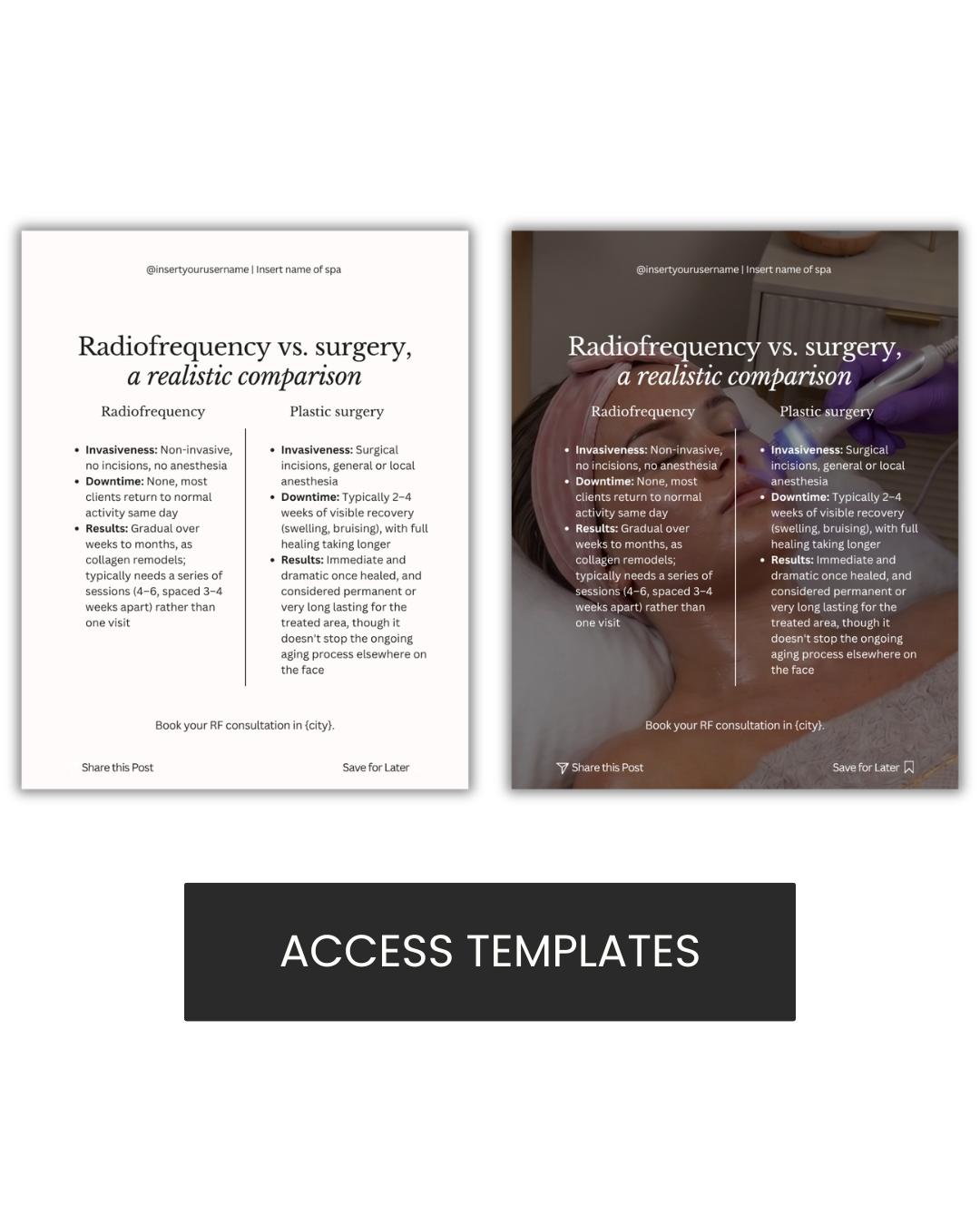 Radiofrequency vs. surgery...comparison Graphic