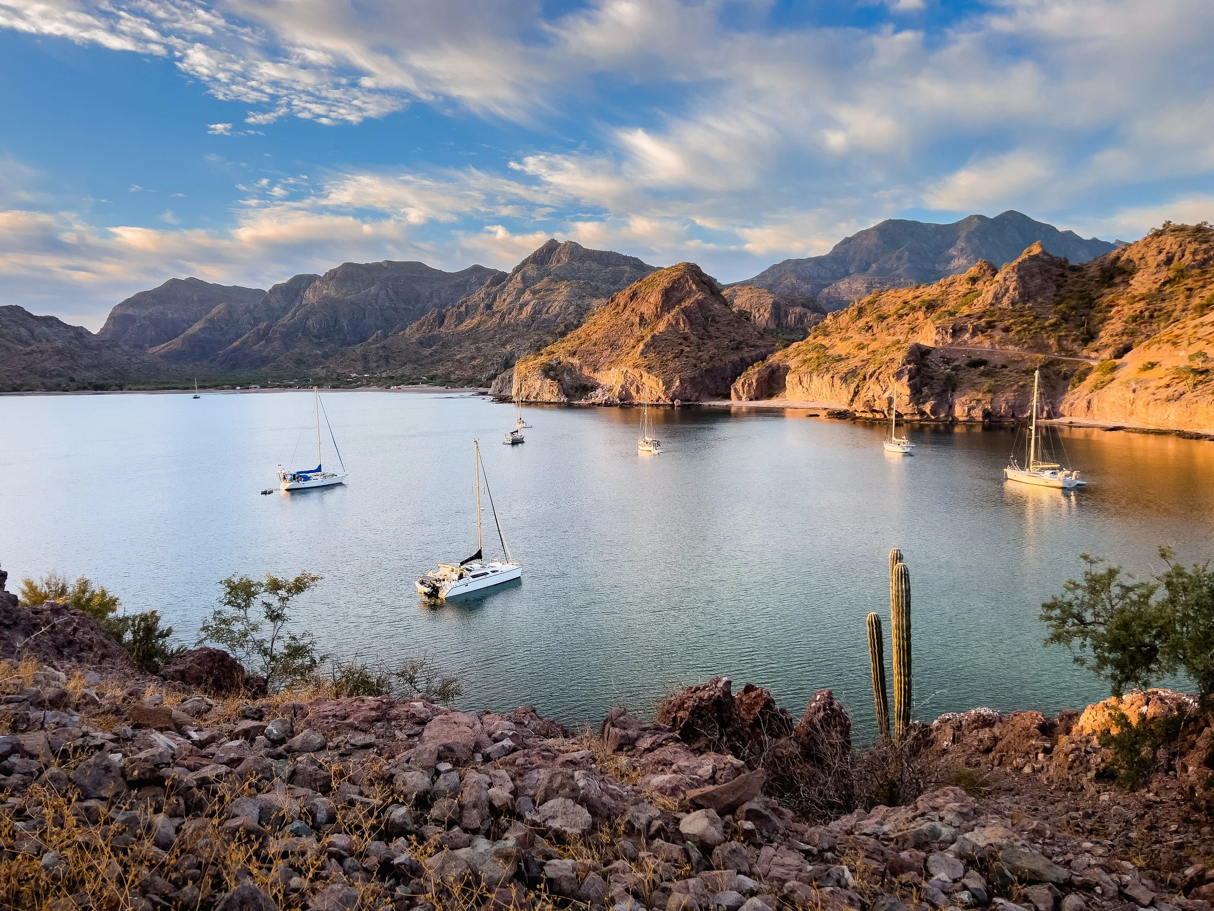 Sailboat anchored in a Mexican cruising destination