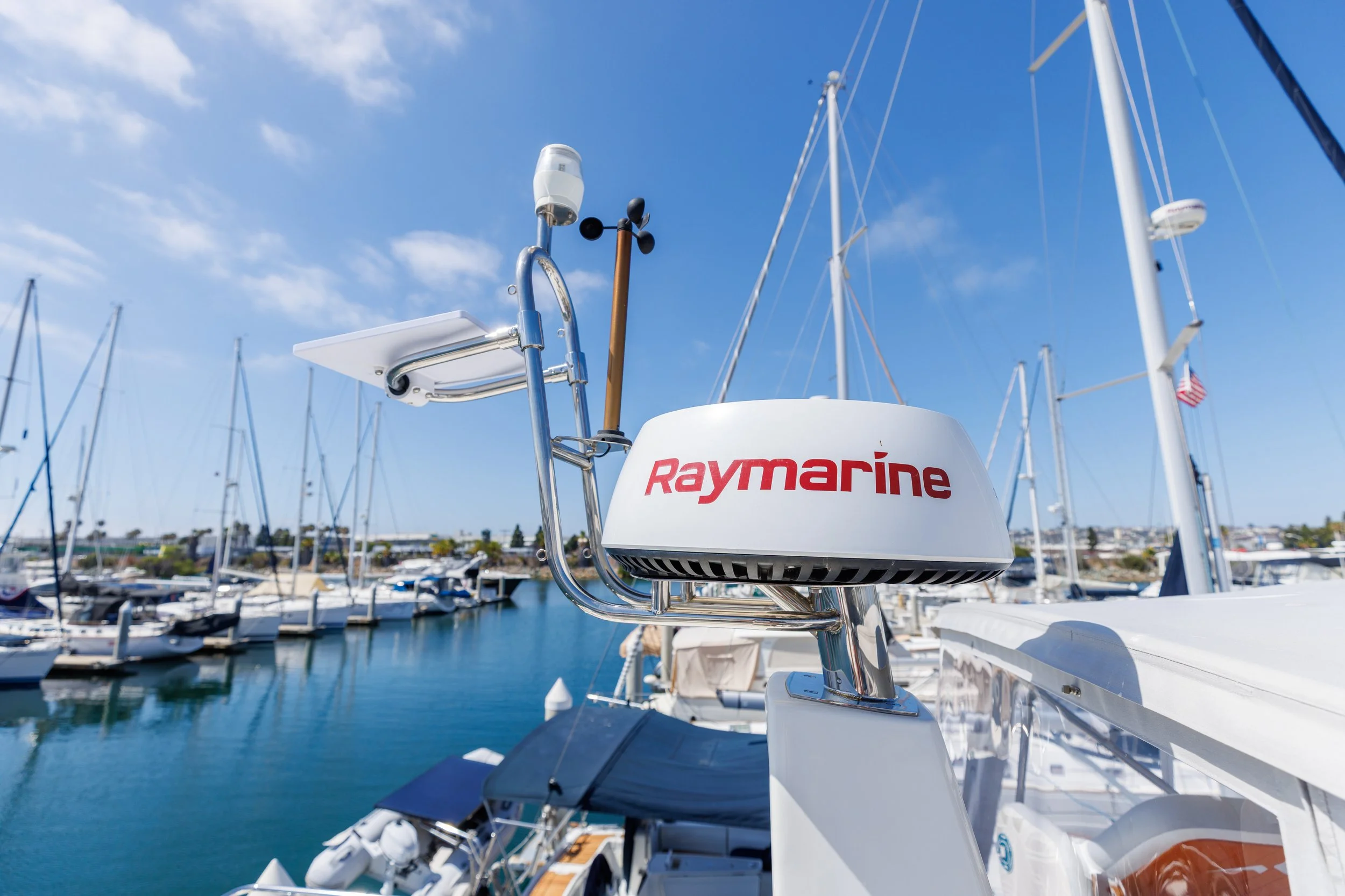 Custom mounted starlink mini on a boats radar pedestal in San Diego.